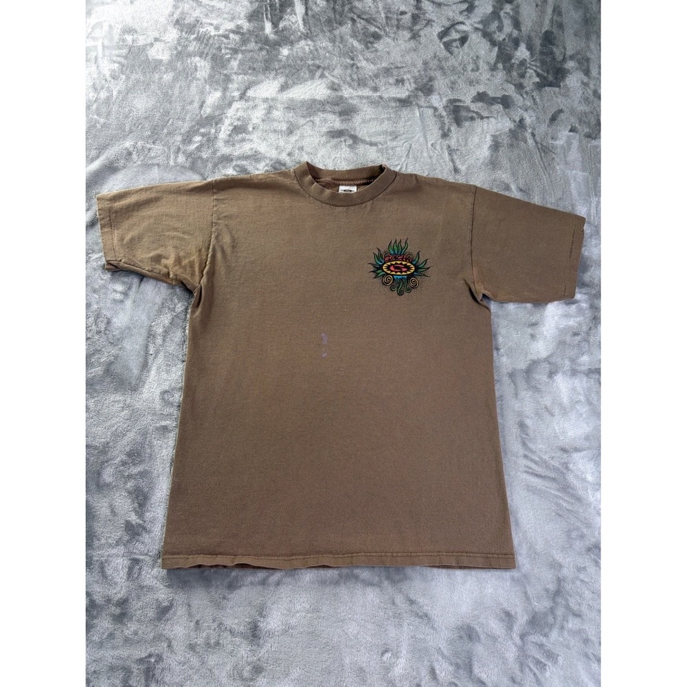 Gotcha Psychedelic Sun Logo Mens L Brown T-Shirt Single Stitch Construction